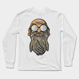 old man, beard shaped like a hand - cute illustration Long Sleeve T-Shirt